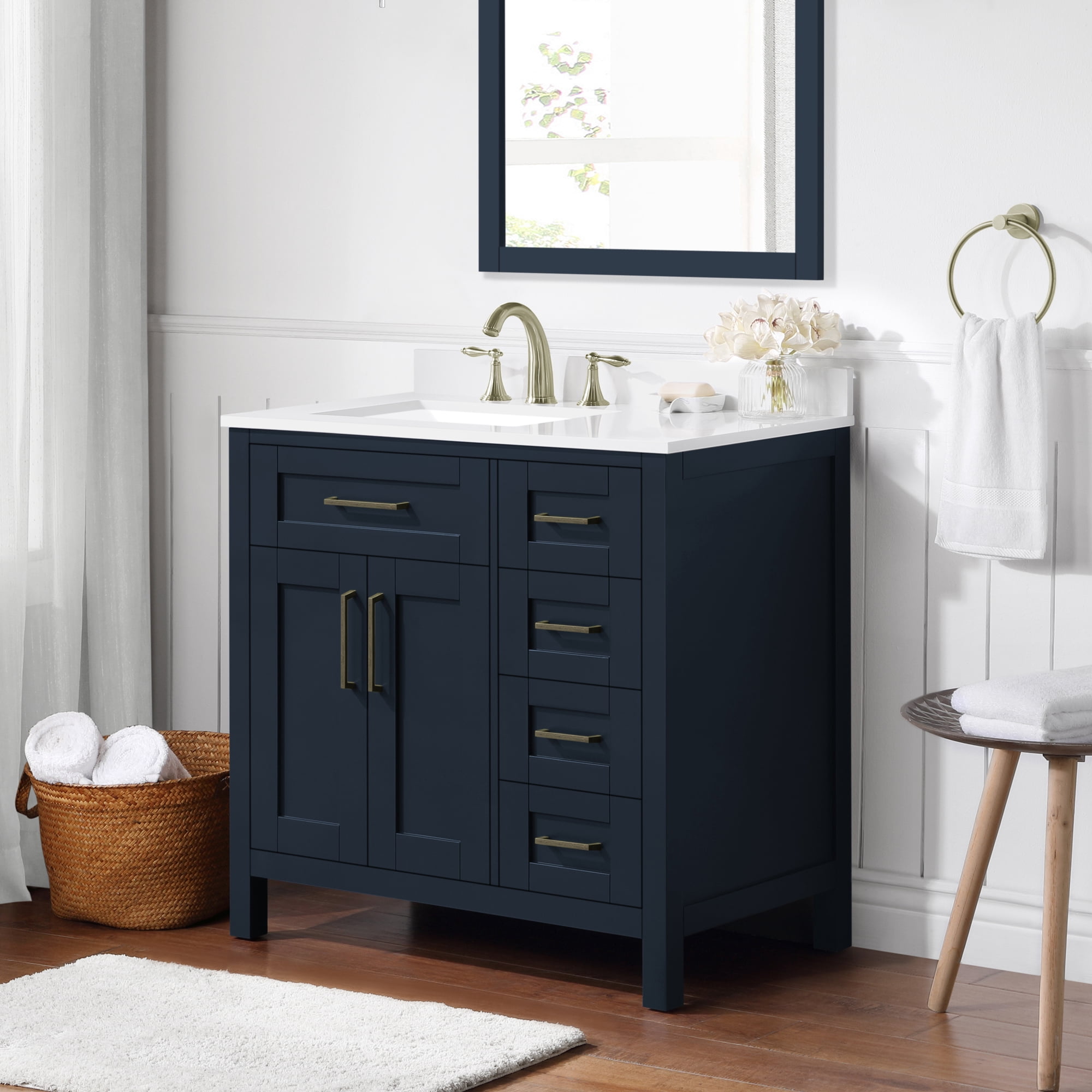 Ove Decors Tahoe 36 W x 21" D Freestanding Bathroom Vanity with Sink, Midnight Blue