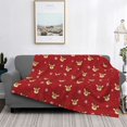 thumbnail image 2 of Vsdgher Reindeer Faces Festive Red Pattern Fleece Throw Blanket, Horizontal Fleece Bedding Home Decor for Couch & Bed All Season Use -80"x60", 2 of 5
