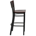 thumbnail image 5 of BizChair Black Cutout Back Metal Restaurant Barstool - Mahogany Wood Back & Seat, 5 of 7