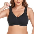 thumbnail image 1 of Flash Deal! Women's Wireless Plus Size Lace Bra Full Coverage Unlined Cotton Bra Sales All Items On Clearance Black 90E, 1 of 9