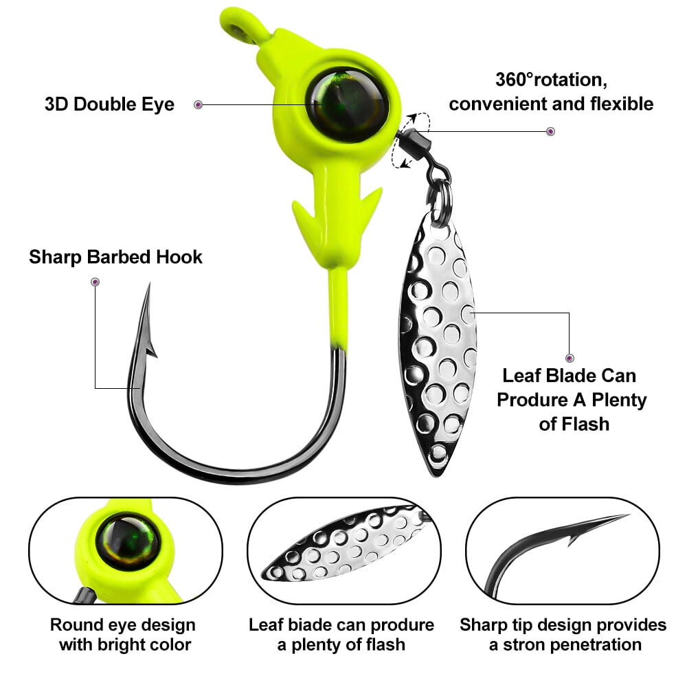 20pcs Lead Jig Head Spinner Bait Fishing Hooks Bass Crappie 1/8 1/6 1/4 1/3oz