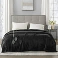 thumbnail image 1 of Plush Lightweight Ultra Soft Cozy Washable Electric Blanket Heated Throw with Auto Shutoff, Twin Size Black, 1 of 6