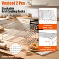thumbnail image 2 of Vesteel 2-Tier Cooling Racks, Stainless Steel Stackable Grid Baking Racks, Collapsible Wire Racks for Cooking Grilling Roasting, Oven & Dishwasher Safe, 15’’ x 10’’, 2 of 8