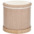 thumbnail image 2 of Aria Home Teddy Fabric Folding Storage Ottoman Cylinder Footstool Seating Pouf, Taupe, 2 of 8
