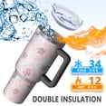 thumbnail image 5 of 40oz Pioneer Flower Floral Print Pattern Insulated Tumbler with Handle, BPA-Free Leak Proof Lid and Straws, Double Wall Vacuum, Hot 12h/Cold 34h, 5 of 6