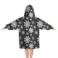thumbnail image 2 of Black Christmas Snowflake Pattern Blanket Hoodies for Kids 6-13YR Oversize Wearable Blanket Hoodies for Boys Girls Teens, 2 of 7