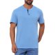 thumbnail image 5 of Camisetas Henley para hombres INSPIRE CHIC, casuales de verano, de manga corta, con botones, camiseta básica L azul claro, 5 of 6