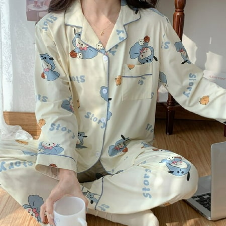 

DanceeMangoo Pijama Set Womens Sleepwear Tops Long Pyjamas Set Spring Autumn Homewear Women Casual Sleepwear Nightwear Pajama Sets Pyjama