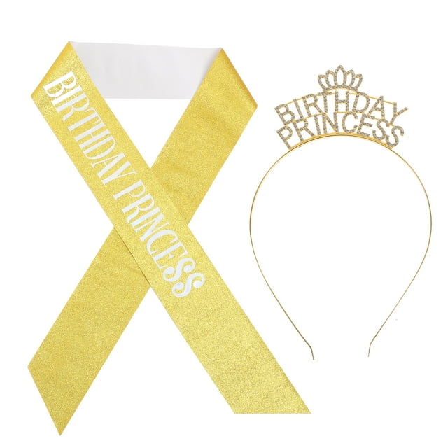 KAKOWELY 1 juego de diadema de cumpleaños, diadema de corona de cumpleaños, diadema de princesa para mujer con banda