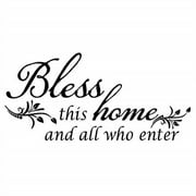 Decalgeek Bless This Home and All who Enter - Vinyl Wall Decal Entryway Living Room Dcor Art Letters Quotes Stencil