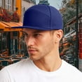 thumbnail image 2 of PMVFHDE Men's Solid Color Flat Brim Baseball Cap Outdoor Sport Mesh Breathable Adjustable Snapback Blue, 2 of 9