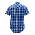 thumbnail image 2 of Men’s Western Short Sleeve Button Down Casual Plaid Pearl Snap Cowboy Shirt (#36 Royal/Light Blue/White, S), 2 of 3