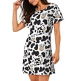 thumbnail image 2 of Sikiie Chemise de Nuit à Manches Courtes pour Femmes Imprimé Vache, Col Rond Chandail Chemise de Nuit Pyjama Tenue d'Été Maison, 2 of 6