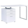 thumbnail image 2 of DeeHome White 3-drawer Reversible Office Desk, 2 of 9