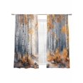 thumbnail image 2 of Orange Navy Blue Semi Sheer Curtains 63 Inch Length 2 Panels Set, Modern Oil Painting Art Forest Sheer Kitchen Curtain Privacy Voile Window Curtain for Living Room Bedroom Rod Pocket Drapes, 2 of 7