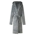thumbnail image 5 of TOWED22 Mens Terry Bath Robe, Plush Hooded Cotton Cloth Knee-Length Robes for Spa, Shower, Soft Towel Bathrobes with Pockets(A01-Grey,L), 5 of 5