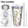 thumbnail image 4 of 16oz Tumblers Pioneer Flower and Butterfly Stainless Steel Vacuum Insulated Double Wall Travel Tumbler Cups Mug with Lid and Straw,Cleaning Brush for Coffee,Tea, 4 of 4