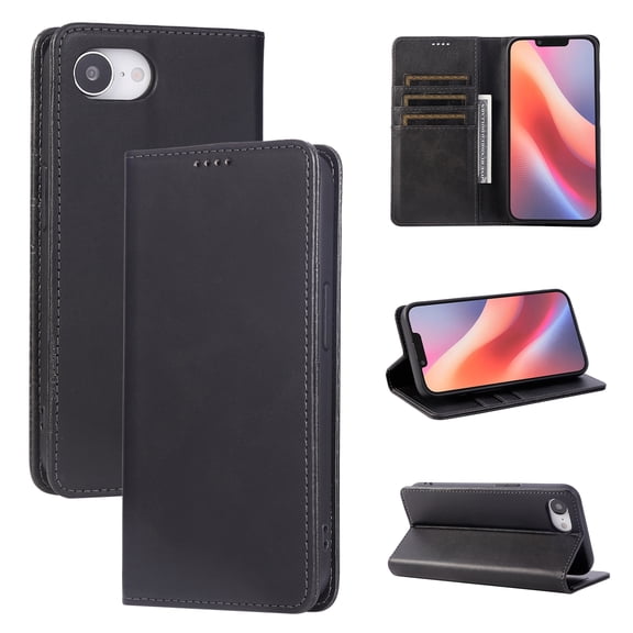 for iPhone 16e/17e Wallet Case with RFID Blocking Credit Card Holder, Magnetic Closure PU Leather Folio Flip Kickstand Shockproof Cover Women Men for iPhone 16e/17e,Black
