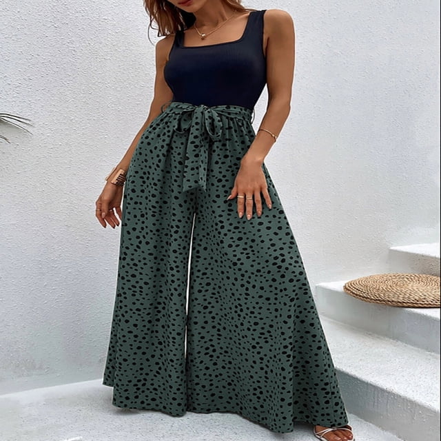 Fankiway Mode Combinaison à Bretelles pour Femmes Printemps et Été Nouvelle Combinaison Imprimée Décontractée Pantalons pour Femmes Liquidation Pantalons Grande Taille pour Femmes Liquidation