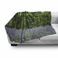 thumbnail image 3 of Woodland Soft Flannel Fleece Blanket, Sea of Bluebells Flowers in Forest Springtime April Countryside Seasonal Picture, Cozy Plush for Indoor and Outdoor Use, 50" x 60", Purple Green, by Ambesonne, 3 of 6