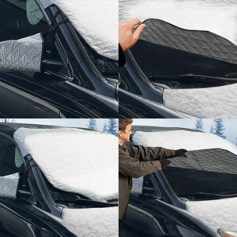 Car Windshield Snow Ice Cover, Anti-Theft Magnetic Snow Blocker
