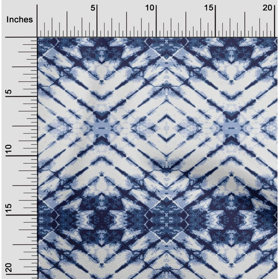 oneOone Cotton Poplin Twill Dark Navy Blue Fabric Geometric Shibori Quilting Supplies Print Sewing Fabric By The Yard 56 Inch Wide