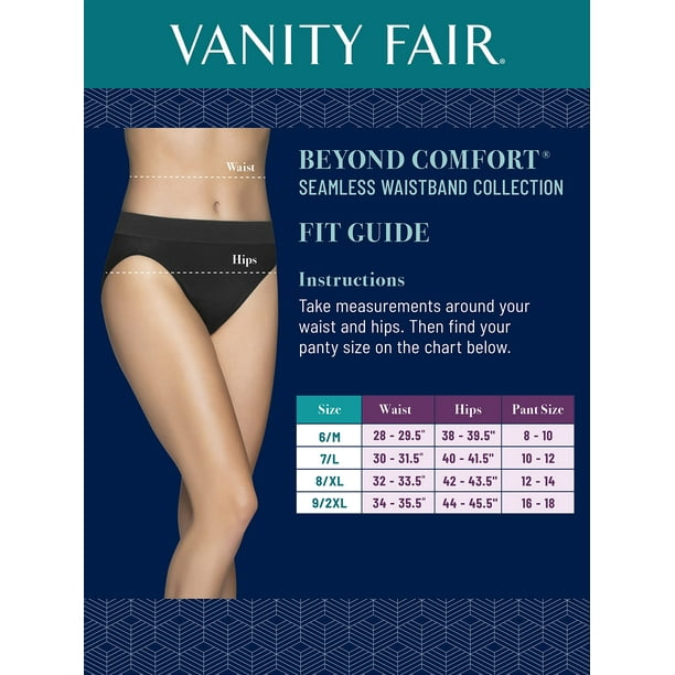 Vanity Fair Womens Beyond Comfort Hi-Cut Panty, 9, Sheer Quartz, 9