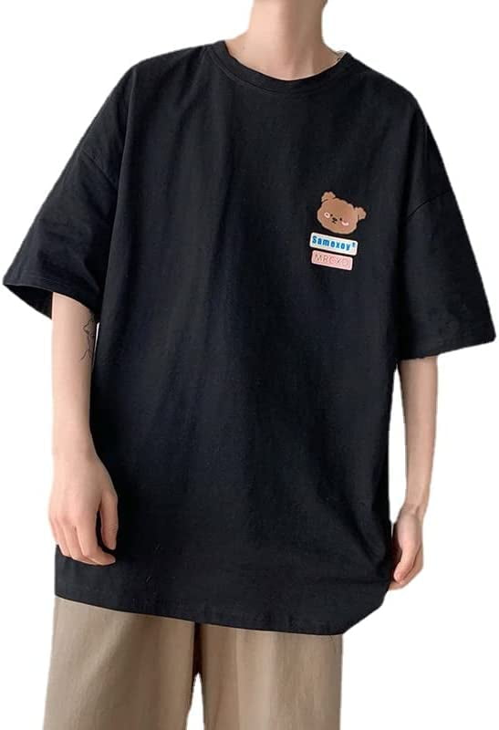 DanceeMangoos Mens 90s Vintage Oversize Shirts Summer Unisex Bear Printed  Grunge Tee Y2K Cyber Punk Streetwear Harajuku Top Tshirt