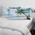 thumbnail image 4 of Beach Palm Tree Throw Pillow Cover, Pillowcase Protectors with Zipper, Breathable Decorative Lumbar Pillow Case Cover, Ocean Coastal Sky Nature Scenery Pillow Shams for Couch Sofa 12x20Inch, 4 of 8