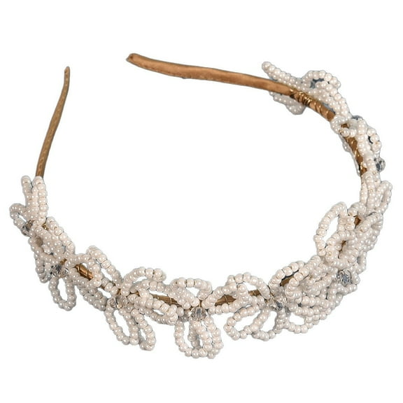 Imitation Pearl Headband: Bridal Wedding Headband With Bling Rhinestone Embellishment - Princess Headpiece Floral Beaded Headwear