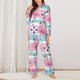 thumbnail image 2 of Balery Pink Striped Flamingo Conjunto de Pijama con Estampado para Mujer, Conjunto de Dos Piezas con Manga Larga, Ropa de Dormir Suave con Bolsillos, Pijamas Cómodos-Medium, 2 of 7