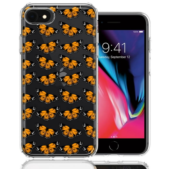 MUNDAZE For Apple iPhone 6/7/8/SE Monarch Butterflies Design Double Layer Phone Case Cover