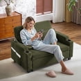 thumbnail image 3 of Ktaxon Sofa Bed, Corduroy Mechanical Pull-Out Loveseat, Convertible Couch for Living Room, Apartment Green, 3 of 10