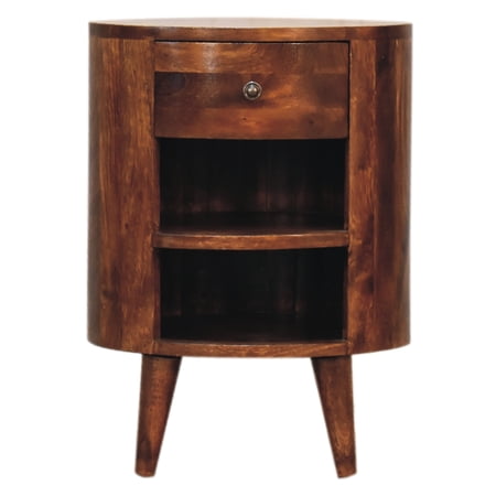 Chestnut Bedside Table - Solid Wood, Enhancing Home Decor. 15.63 In. D, 11.8 W, 21.7 H, 27.36 Lb By Contemporary Essential. Depth, Width, Height, Lb. Weight