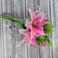 thumbnail image 4 of 7 Pcs Artificial Lily Flowers Artificial Lilies Flowers for Home Wedding Bouquets Home Hotel Party Decor Graves Arrangement (Red), 4 of 10