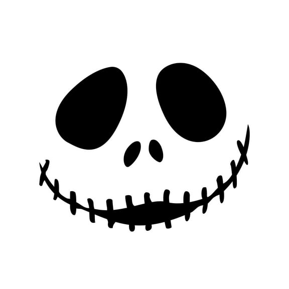 Halloween Wall Decal - Jack Skellington Inspired Face Vinyl Sticker - Removable Peel and Stick Indoor Outdoor Decorations for Home, Office, Windows, Doors, and Spooky Decor