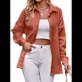 thumbnail image 1 of Blusa Informal de Seersucker para Mujer, Holgada, de Larga y con Botones. Color Naranja XL, 1 of 9