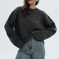 thumbnail image 5 of Womens Solid Color Soft Knit Sweaters Long Sleeve Crew Neck Pullover Sweater Casual Basic Loose Fit Sweater Tops, 5 of 7
