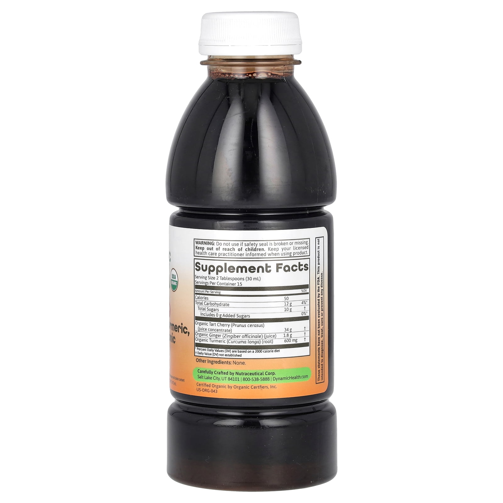 Dynamic Health Tart Cherry Juice Tonic with Turmeric & Ginger | Vegetarian and Kosher | Key Compounds | 16 oz, 16 Serv