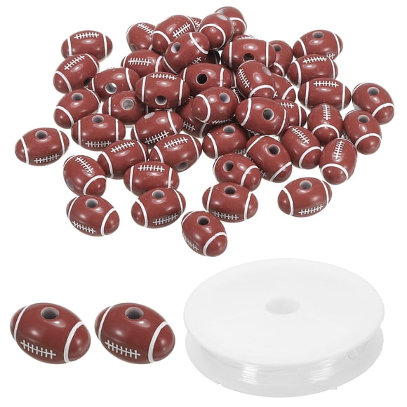 Uxcell 9mm Sports Ball Beads Acrylic Rugby Beads with 4.4 Yard Elastic Rope Maroon Red 120 Pack