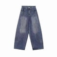thumbnail image 4 of FASHOFT Womens Barrel Jeans Wide Leg Y2K Boyfriend Denim Pants Hop Vintage Baggy Jean Mid-Low Pants Blue L, 4 of 4