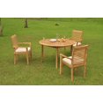 thumbnail image 4 of Grade-A Teak Dining Set: 3 Seater 4 Pc: 48" Round Table And 3 Mas Stacking Arm Chairs Outdoor Patio WholesaleTeak #WMDSMSp, 4 of 4