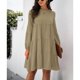 thumbnail image 4 of Vestido De Mujer, Vestido Midi De Poliéster Con Cuello Redondo De Color Puro Para Lavar A Máquina Para El Hogar, 4 of 6