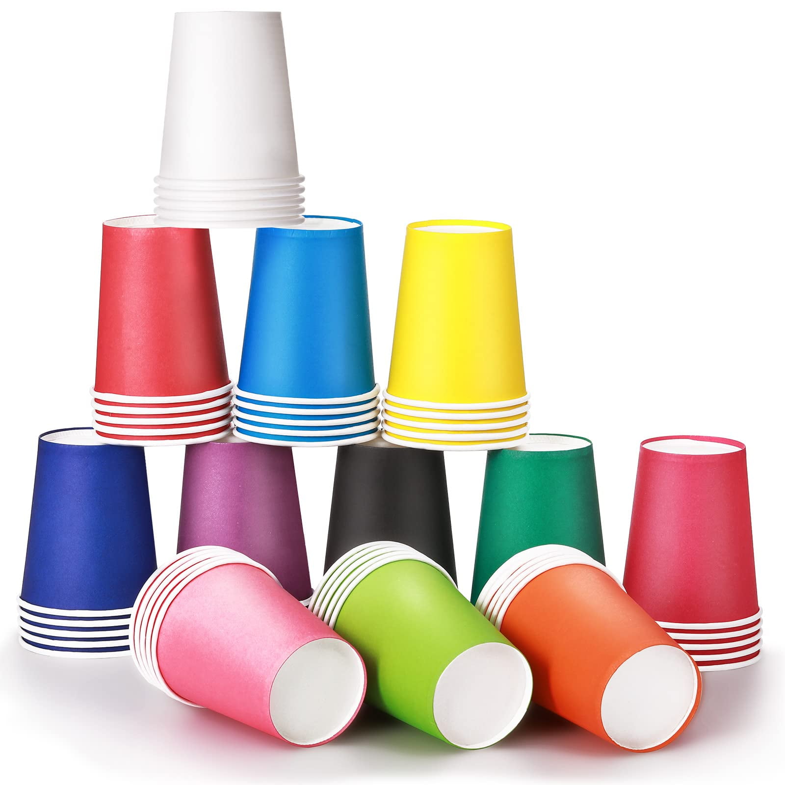 Sawysine 120 Pieces Paper Cups 8 oz 12 Colors Paper Party Cups for Cold Drinks Multicolor