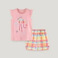 thumbnail image 2 of Toddler Girls Clothes 2t Cartoon Print Fashionable Fly Sleeve Top and Shorts Set Crewneck Summer Outfits for Girls Hot Pink,4Y, 2 of 5