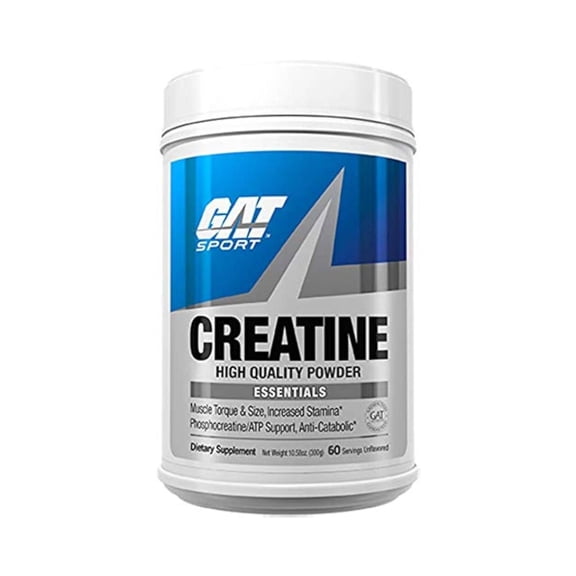 GAT SPORT Creatine Monohydrate Powder, Strength, Brain Health, Anti-oxidant, Endurance, for Men & Women, Unflavored (60 Servings)