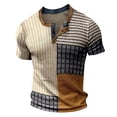 thumbnail image 3 of WERYOUNG Mens T-Shirts Summer Color Block Retro Tees Short Sleeve Button Down Casual Tees Comfortable Tops L, 3 of 3