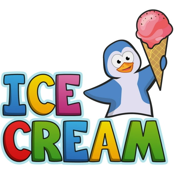 SignMission 16 in. Ice Cream 1 Concession Decal Sign - Cart Trailer Stand Sticker Equipment