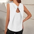 thumbnail image 4 of Vmvidoty Women Dressy Casual Tops Business Work Shirts Short Sleeve Crew Neck Summer Outfits White XXL, 4 of 8