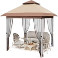 thumbnail image 3 of Danolapsi 12X12 FT  Gazebo, Pop Up Canopy Tent with Mosquito Netting, Outdoor Canopy Tent with Wheeled Carrying Bag, Curtains, Adjustable Height for Patio Garden Backyard Deck, 3 of 9